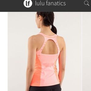 644 Lululemon Pace Tank Sz 6 Bleached Coral Pop Orange Ocean Stripe